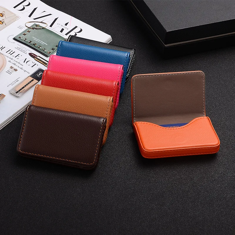 Card Top Loader - 2026 PU 가죽 명함 홀더, 마그네틱