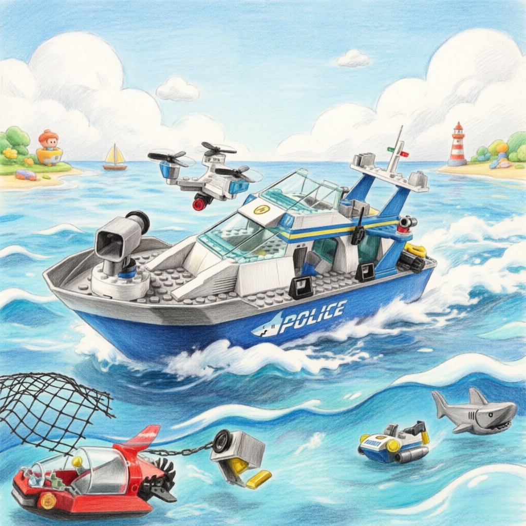 Lego Set Creator - 시티 시리즈 빌딩 블록 해상 경찰