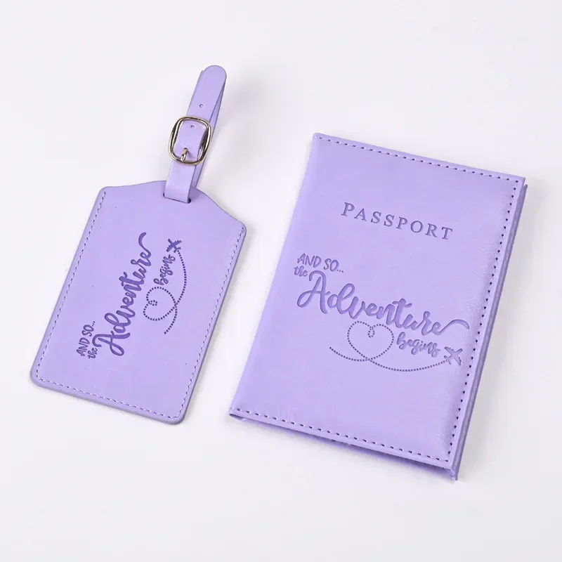 Card Top Loader - 남녀공용 보라색 PU 가죽 여권 거치대,