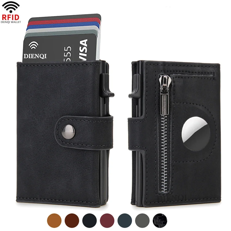 Card Top Loader - RFID 가죽 에어태그 남성 지갑 고급