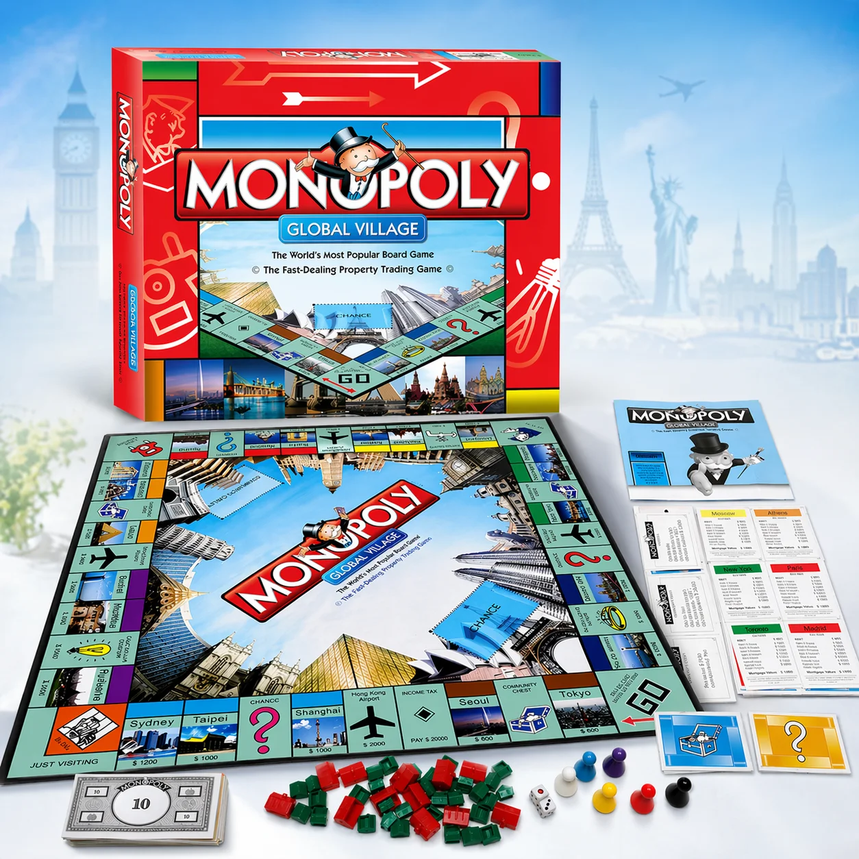 Hasbro Game Monopoly - 프리미엄 모노폴리 글로벌 빌리지 보드게임 -
